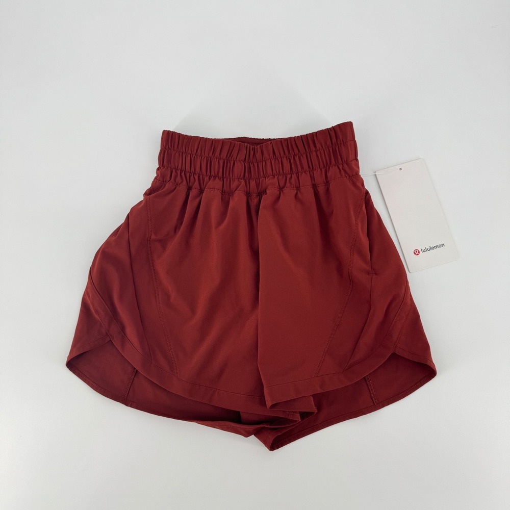 Lululemon Track That High Rise Lined Short 5 Cranberry Charm LW7CMXS Women Sz 0